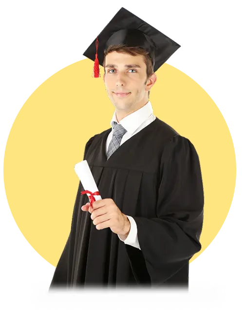 Graduate student in cap and gown